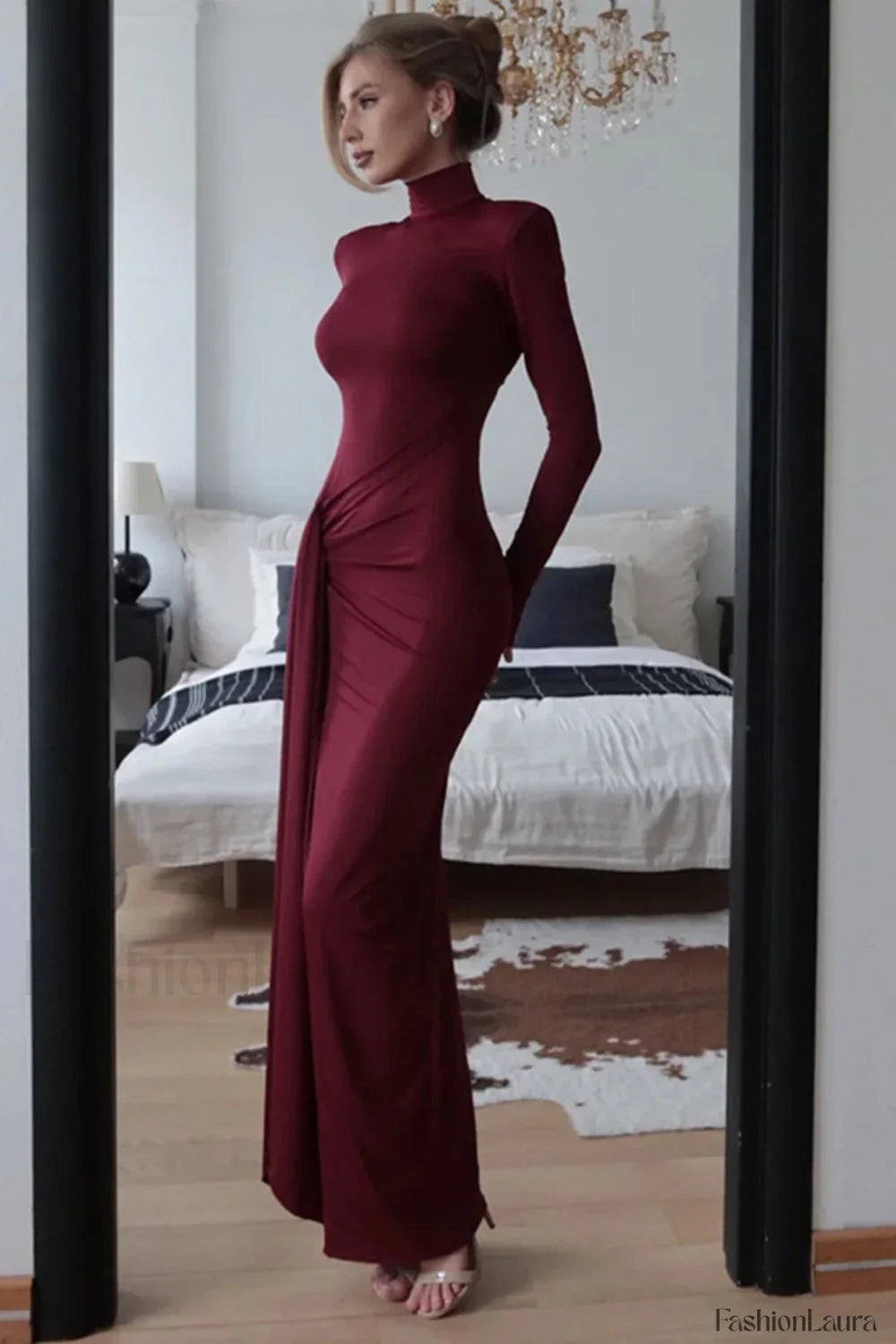 High Neck Patchwork Dress with Premium Everyday Styling