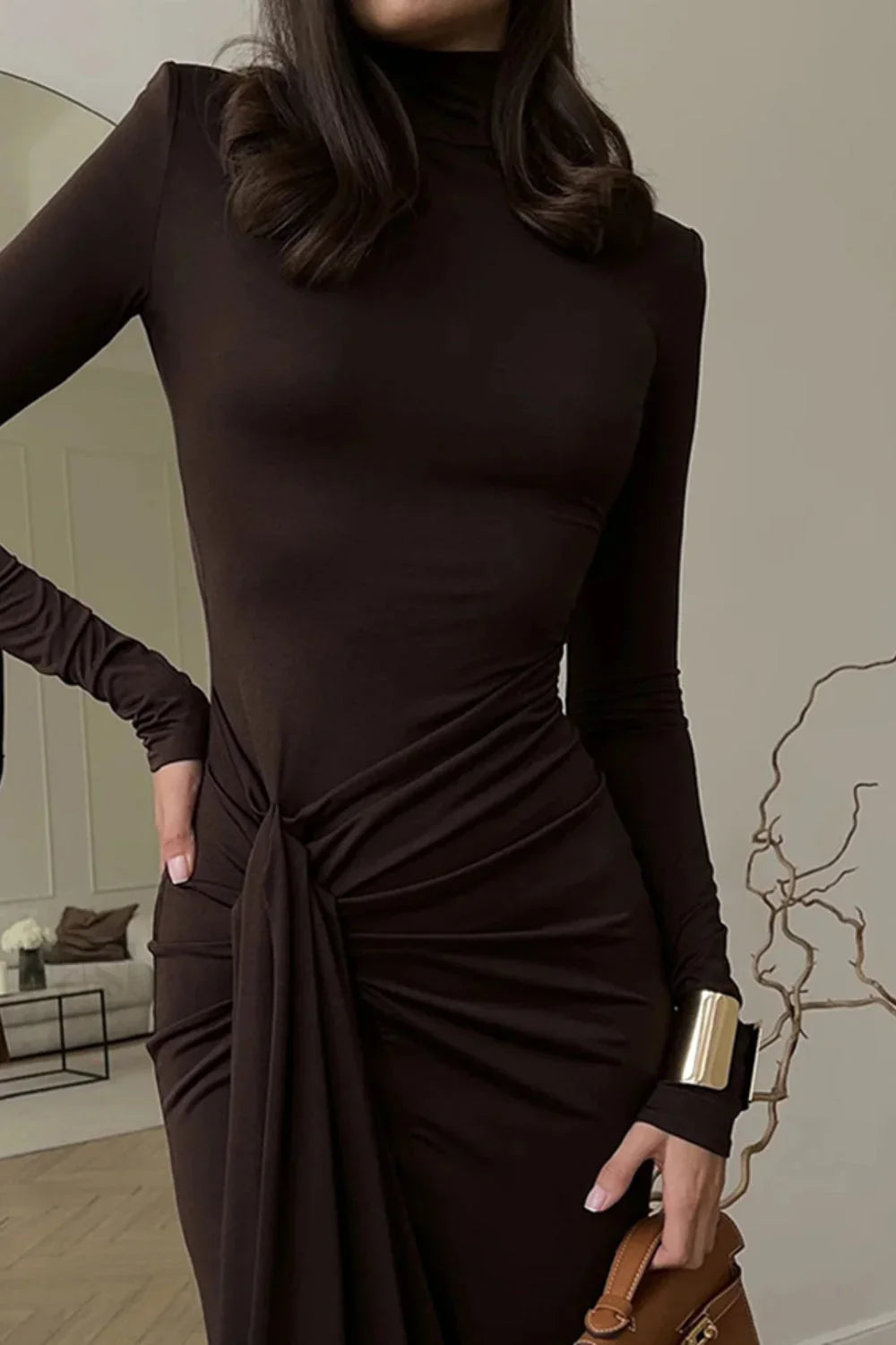 High Neck Patchwork Dress with Premium Everyday Styling
