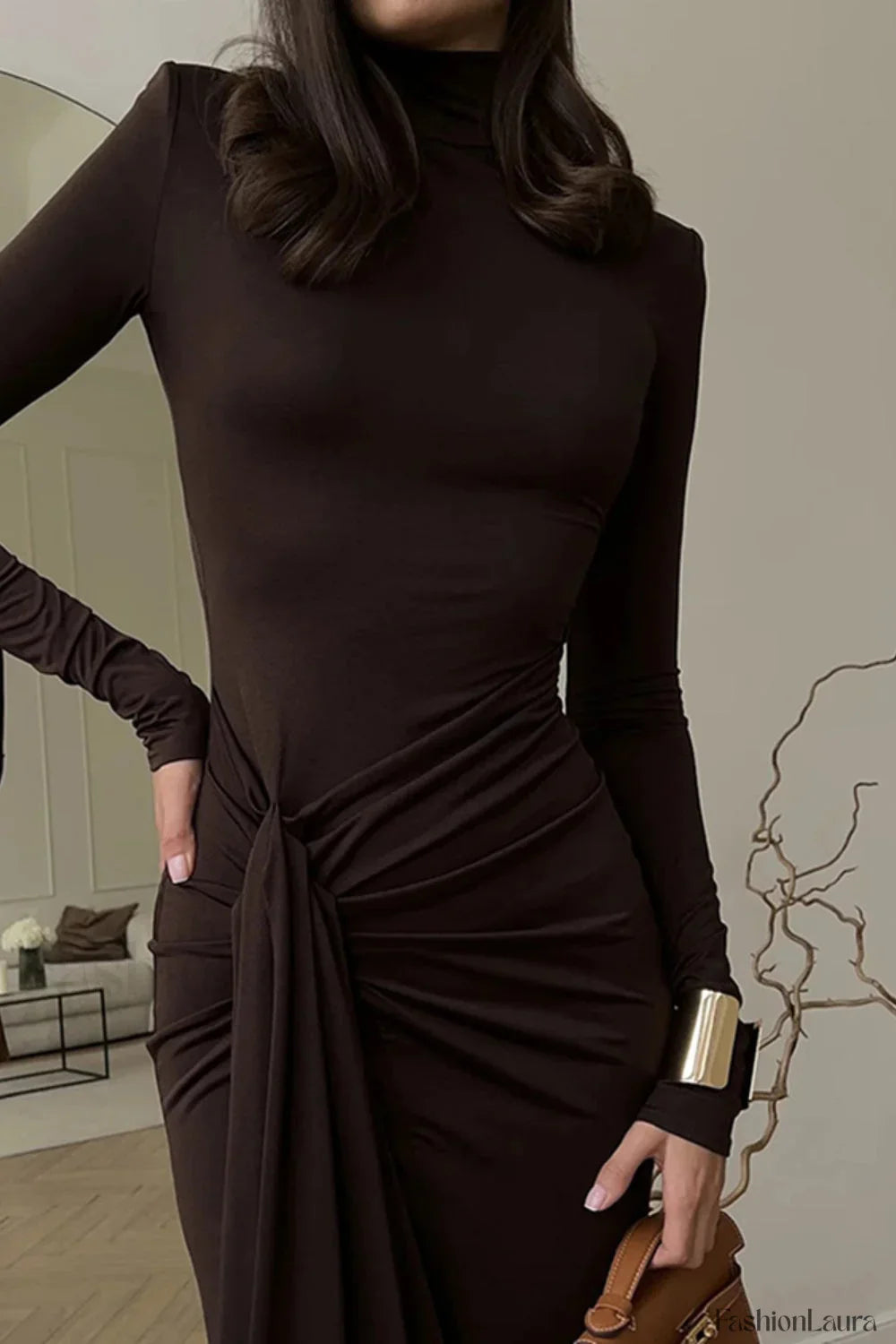 High Neck Patchwork Dress with Premium Everyday Styling