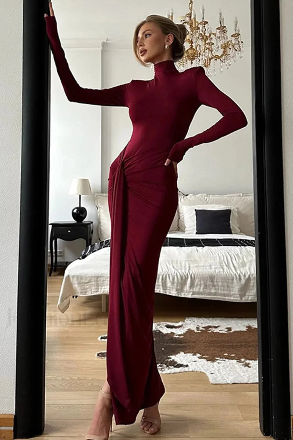 High Neck Patchwork Dress with Premium Everyday Styling