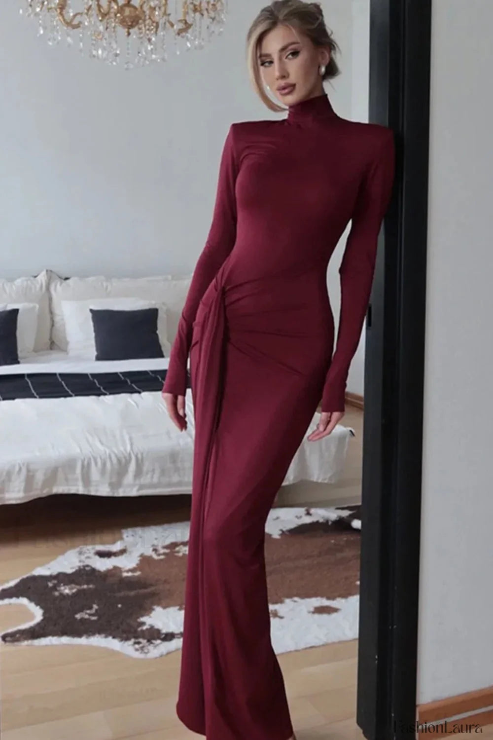 High Neck Patchwork Dress with Premium Everyday Styling