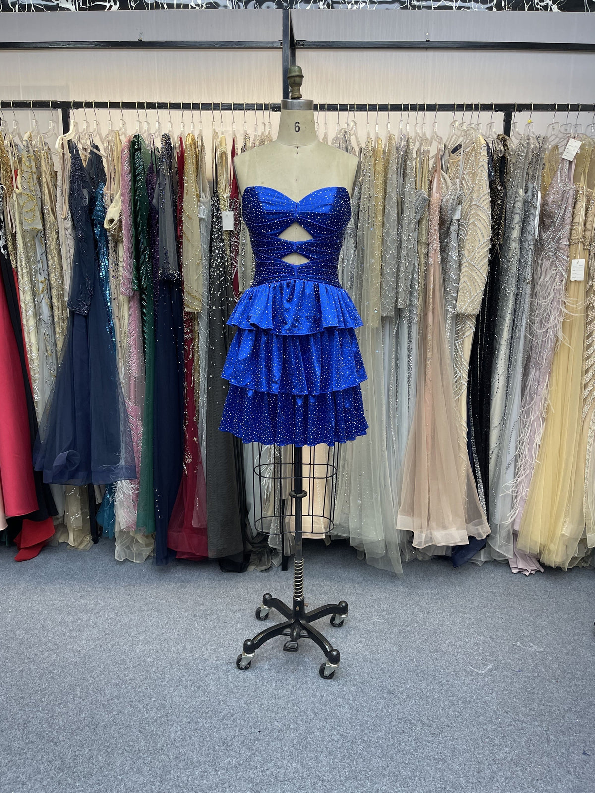A-Line Strapless Sweetheart Satin Homecoming Dress with Keyhole - View 6 | FashionDia