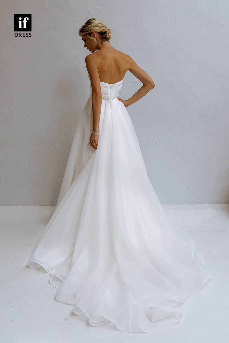 30542 - A-line Sweetheart Pleats Rustic Wedding Dress Bridal Gown