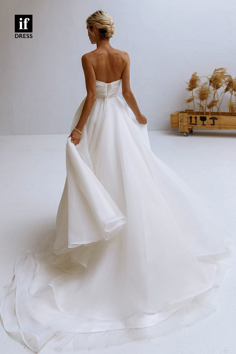 30542 - A-line Sweetheart Pleats Rustic Wedding Dress Bridal Gown