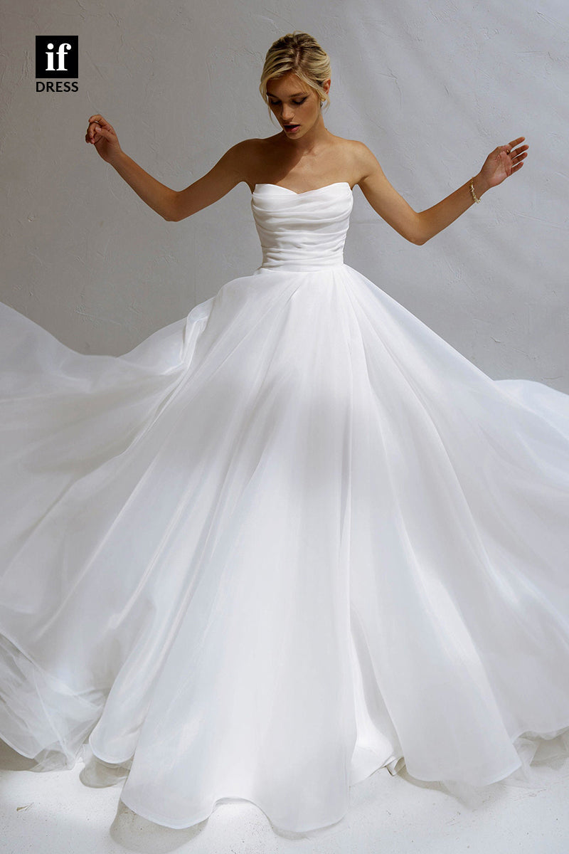 30542 - A-line Sweetheart Pleats Rustic Wedding Dress Bridal Gown