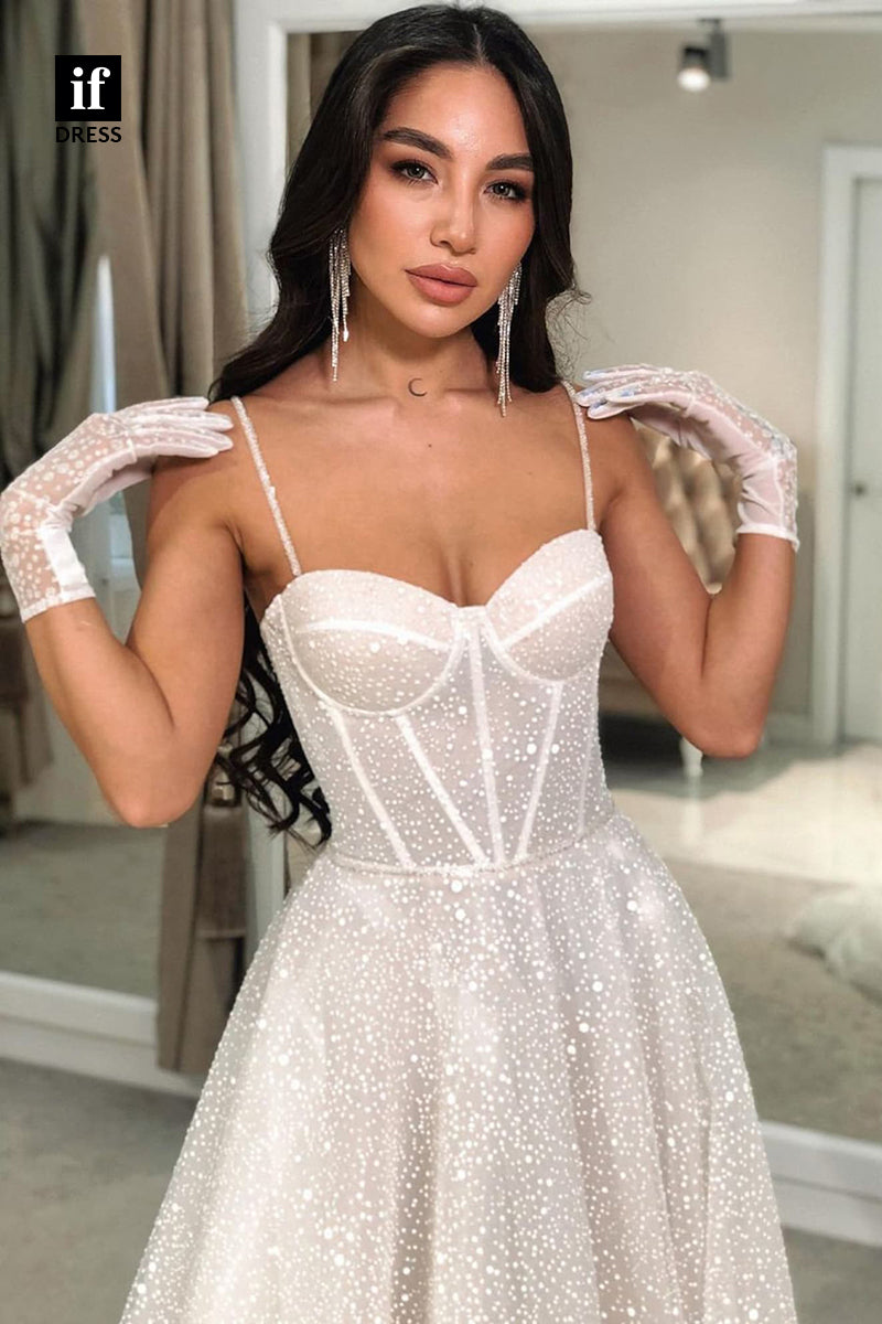 30550 - A-line Sweetheart Sparkly Rustic Wedding Dress