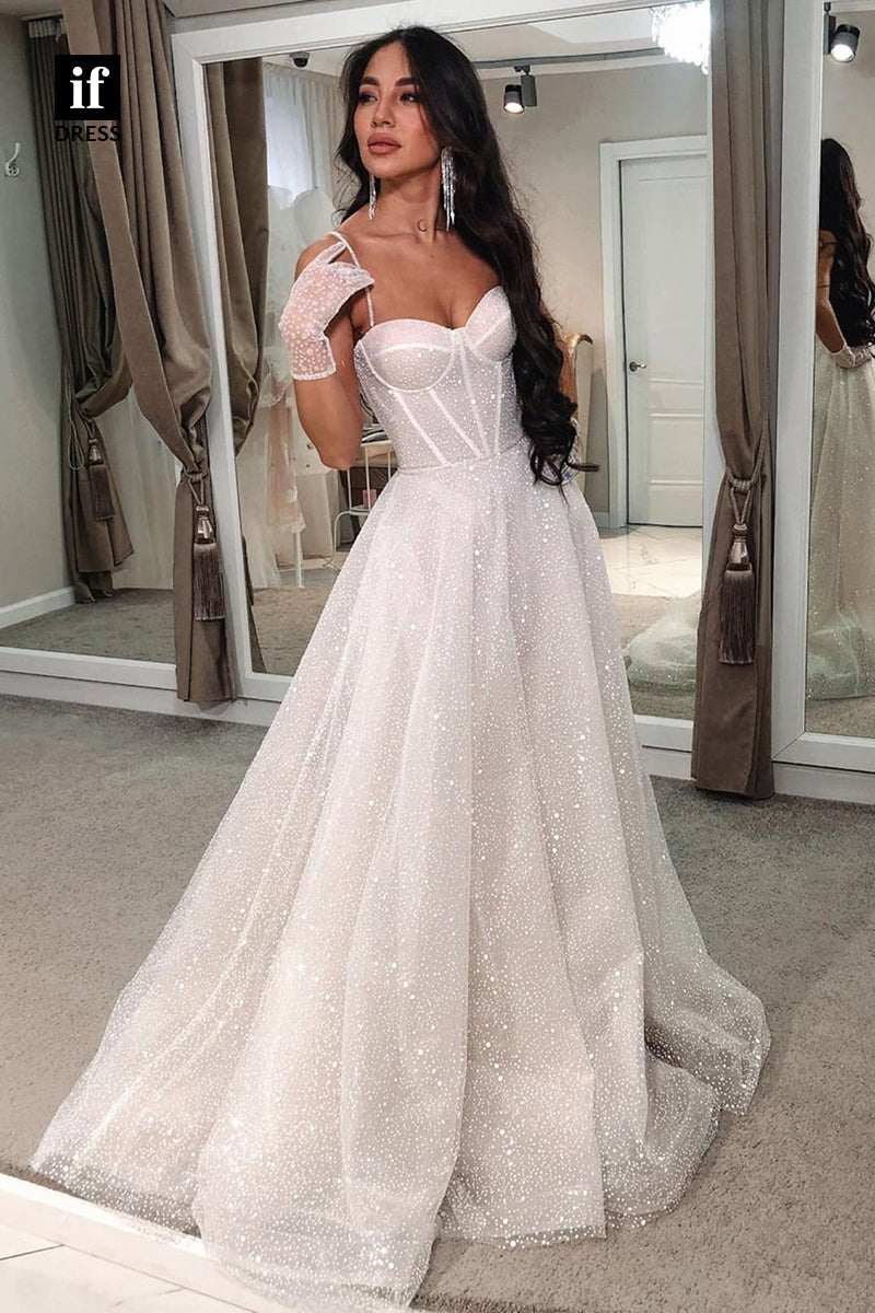 30550 - A-line Sweetheart Sparkly Rustic Wedding Dress