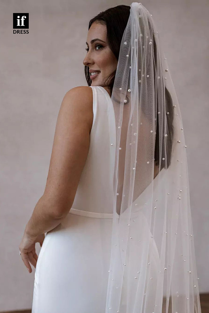 30570 - Plunging V-Neck Elastic Satin Simple Bohemian Wedding Dress