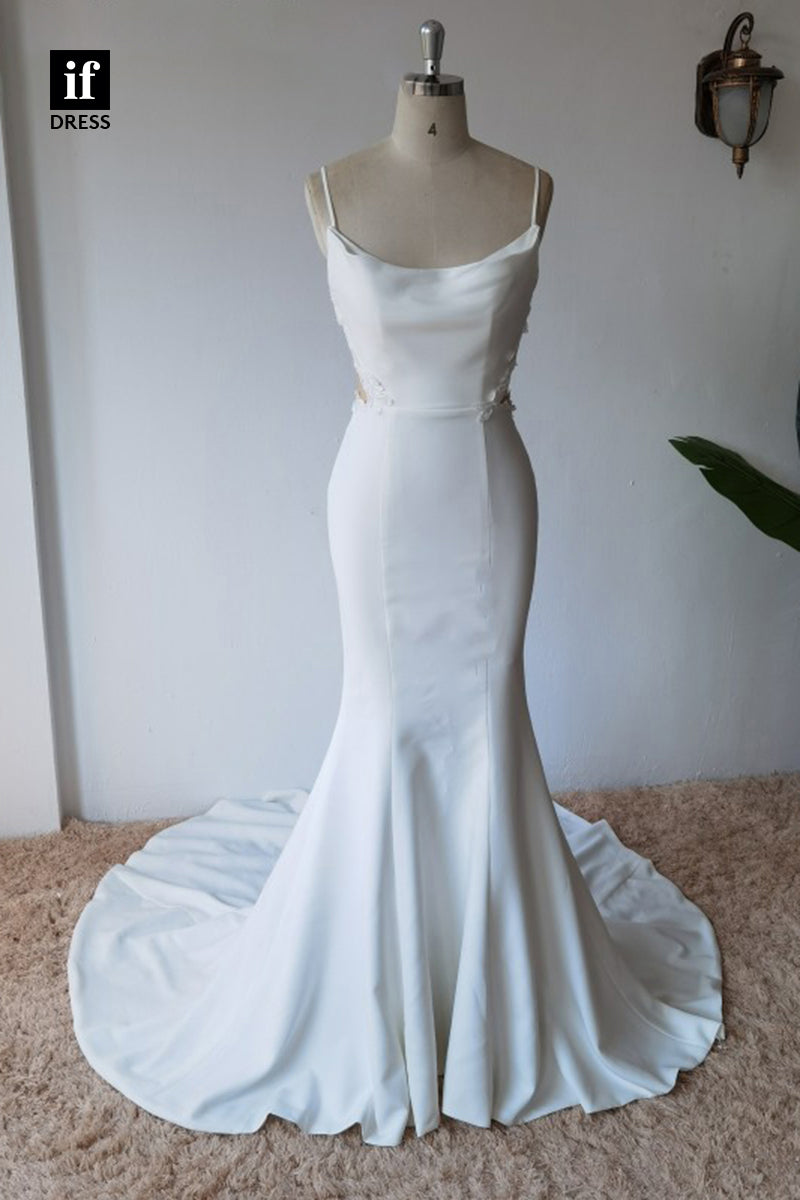 30578 - Spaghetti Straps Elastic Satin Mermaid Wedding Dress