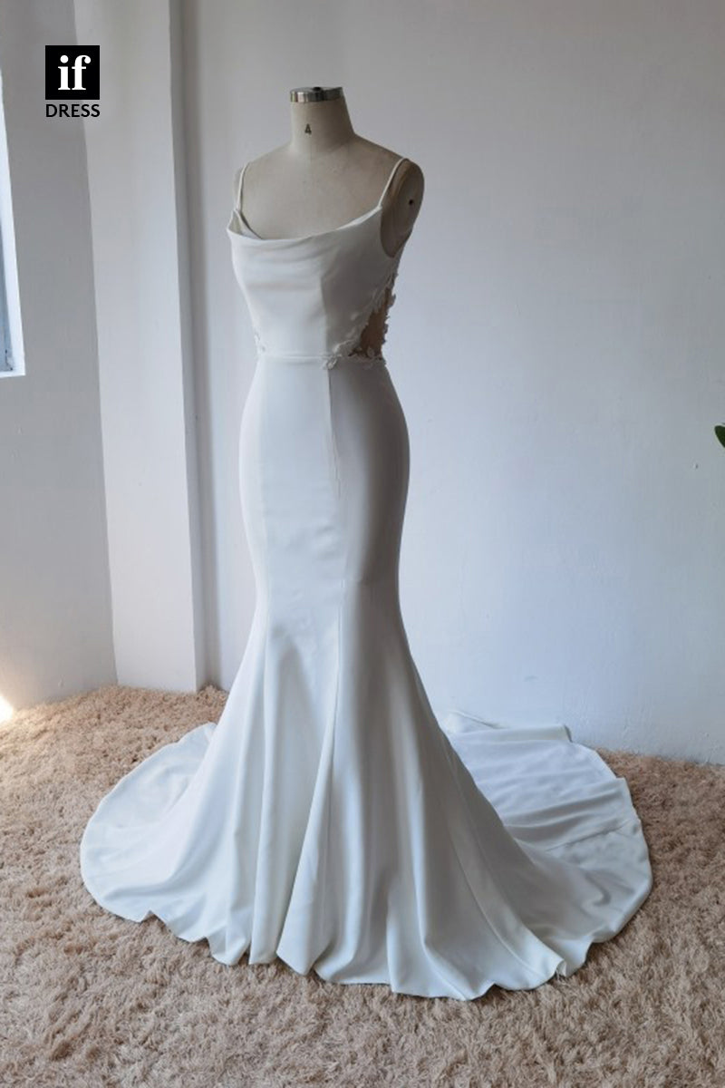 30578 - Spaghetti Straps Elastic Satin Mermaid Wedding Dress