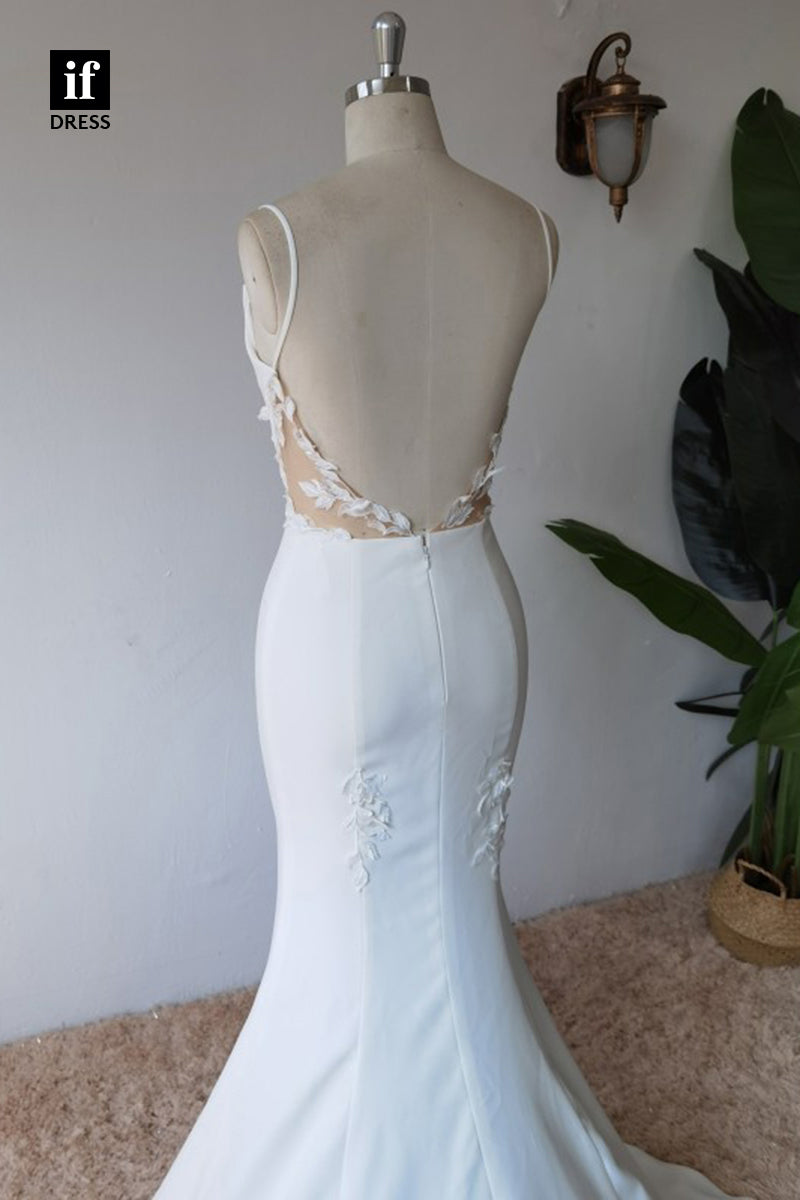 30578 - Spaghetti Straps Elastic Satin Mermaid Wedding Dress