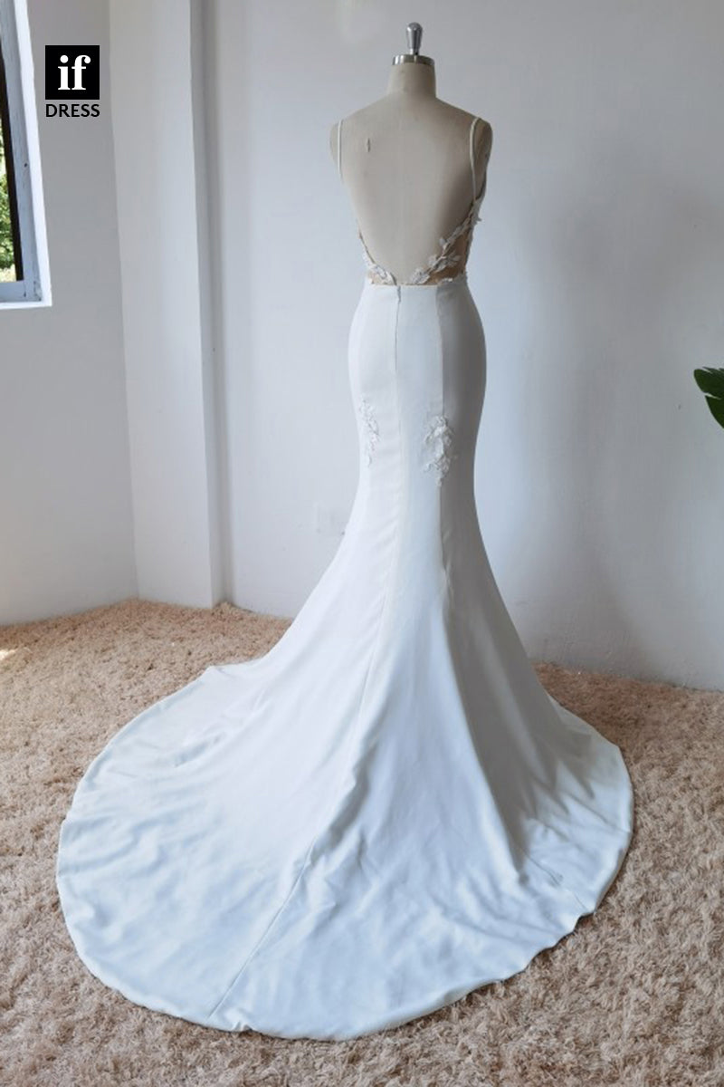 30578 - Spaghetti Straps Elastic Satin Mermaid Wedding Dress