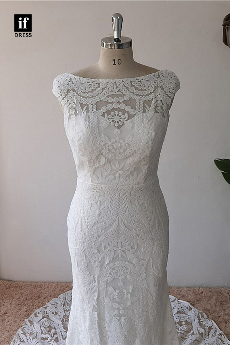 30579 -Illusion Scoop Allover Lace Memriad Wedding Dress