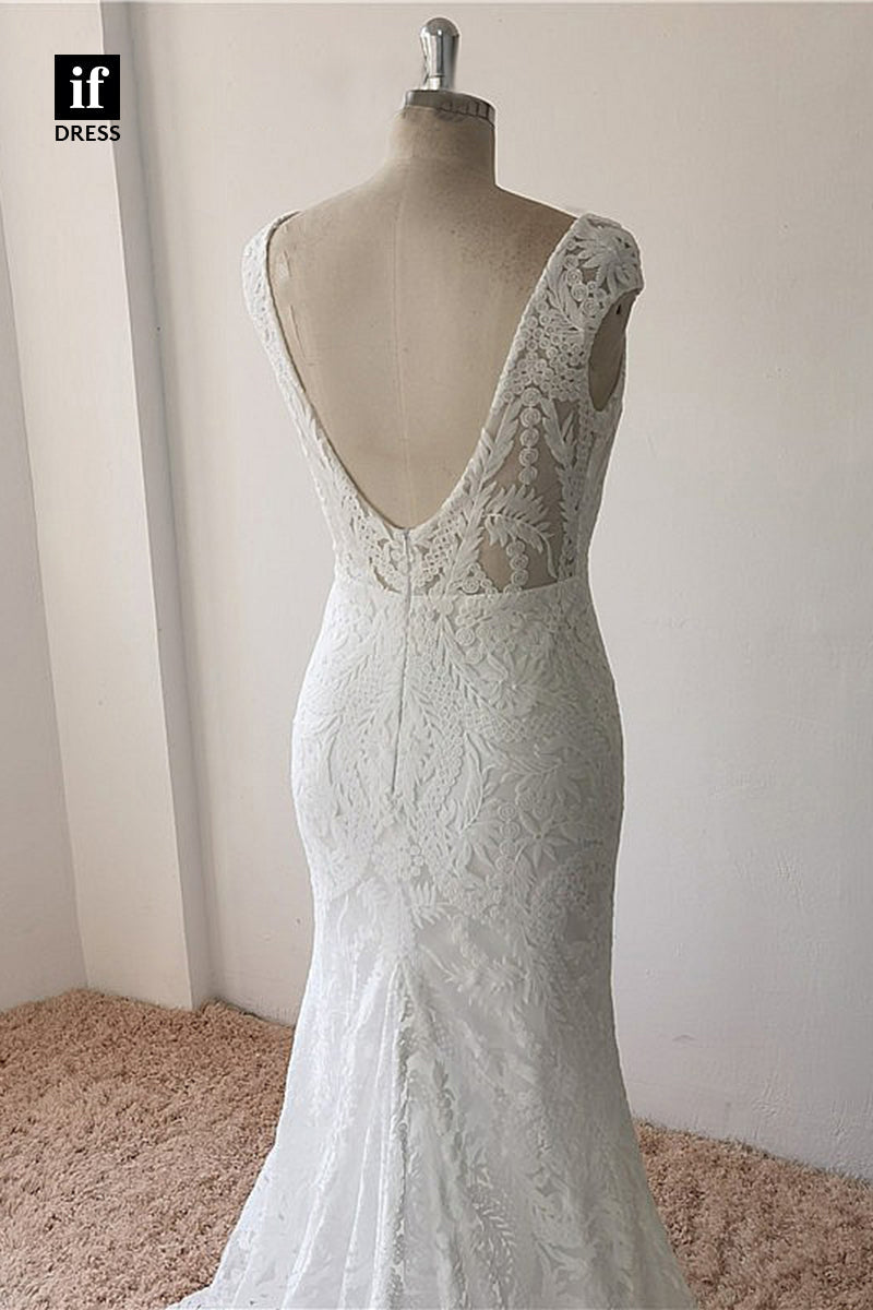 30579 -Illusion Scoop Allover Lace Memriad Wedding Dress
