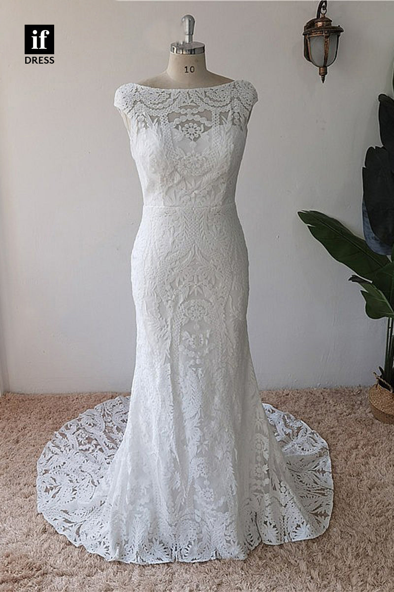 30579 -Illusion Scoop Allover Lace Memriad Wedding Dress
