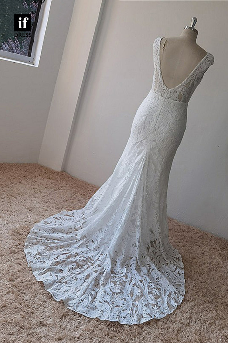 30579 -Illusion Scoop Allover Lace Memriad Wedding Dress