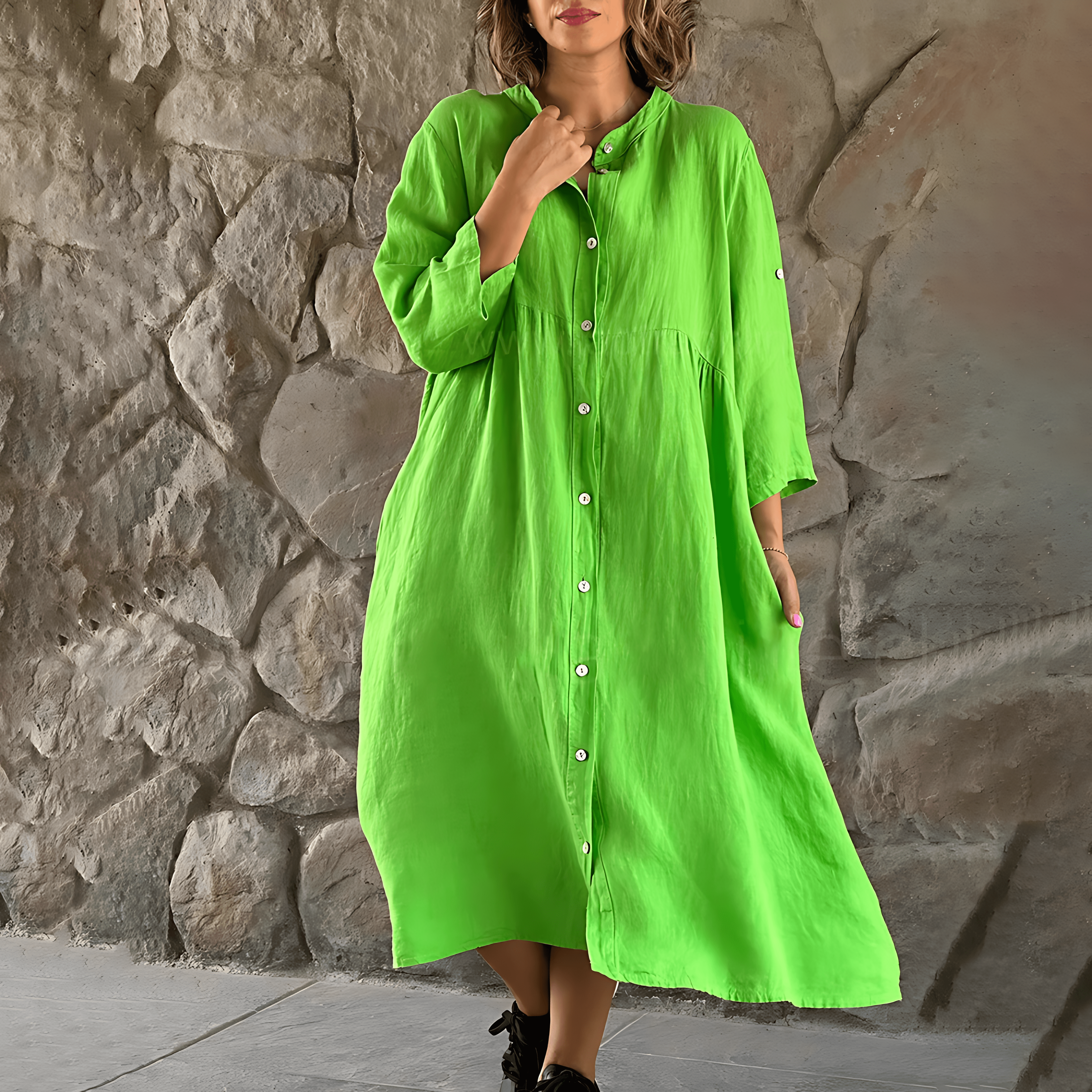 Valeria Statement Plus Size Summer Dress Casual Button Down Premium Wardrobe Essential