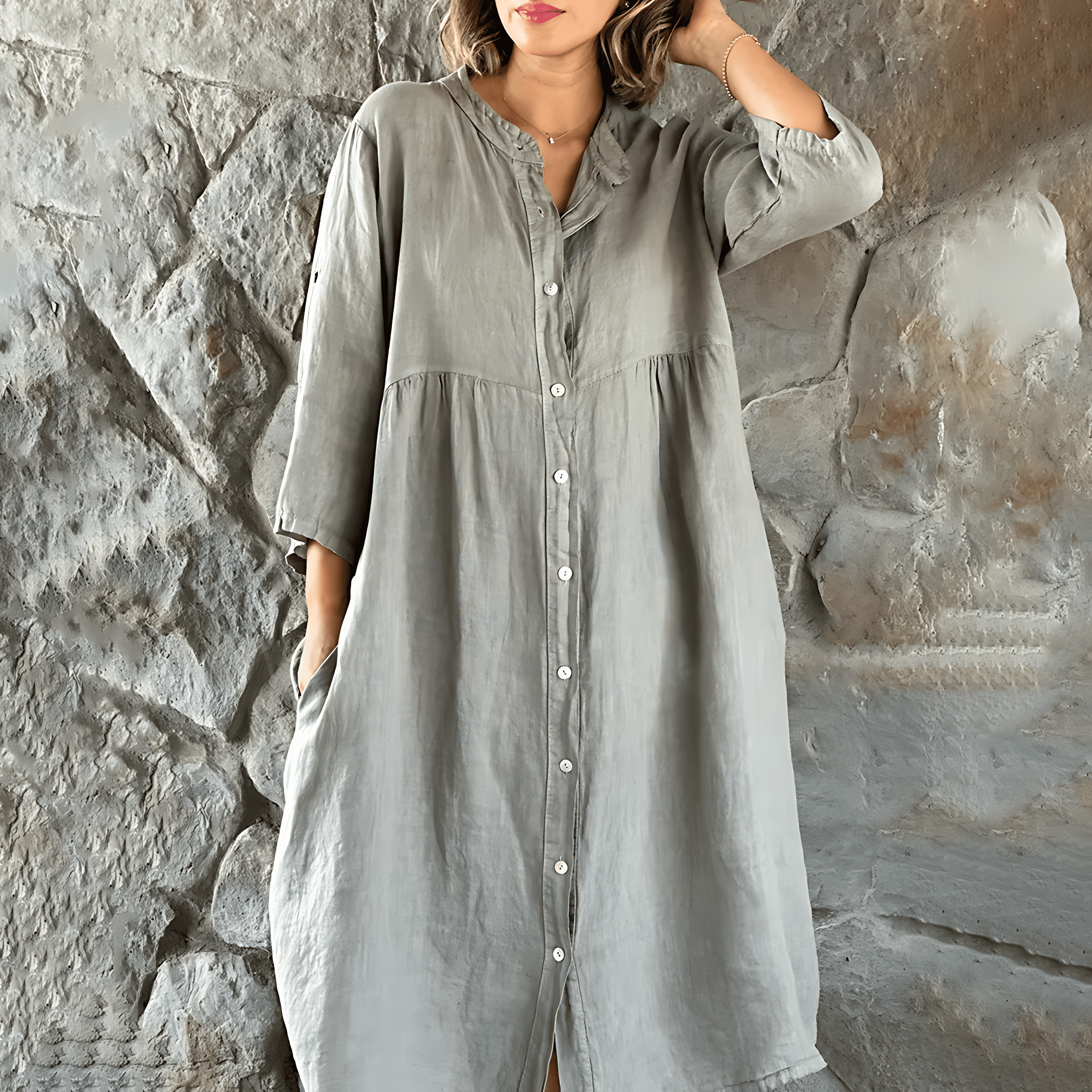 Valeria Statement Plus Size Summer Dress Casual Button Down Premium Wardrobe Essential