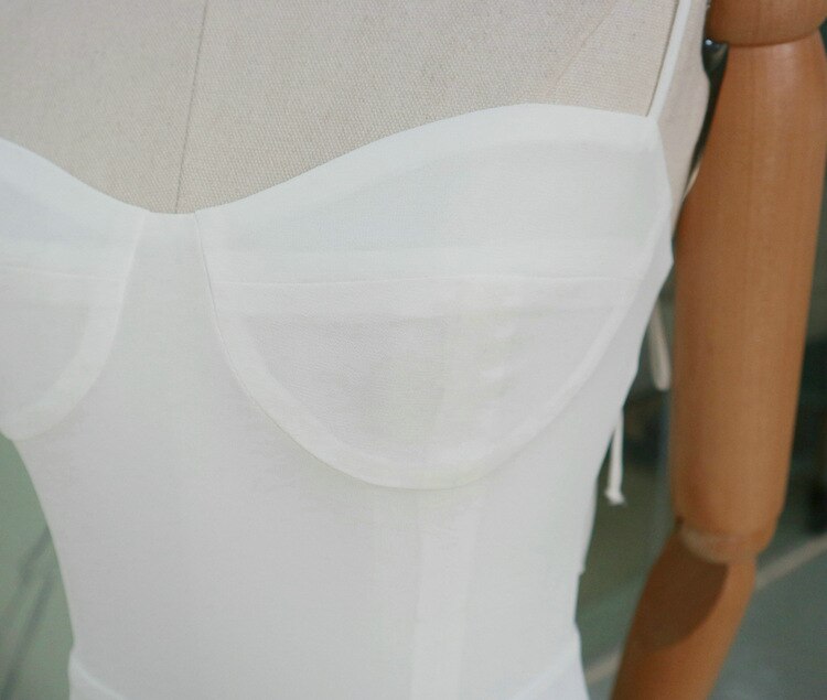 Spaghetti Straps White Hight Split Prom Dress - View 3 | FashionDia