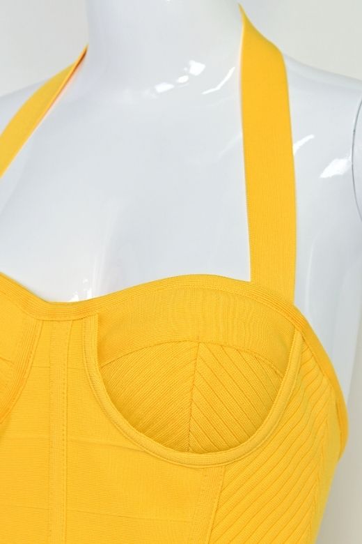 Isabella Bandage Midi Dress - Mustard Yellow