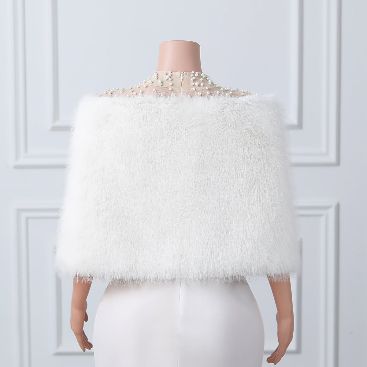 Ivory V-neck Neckline Shawl Winter Wedding Shawl