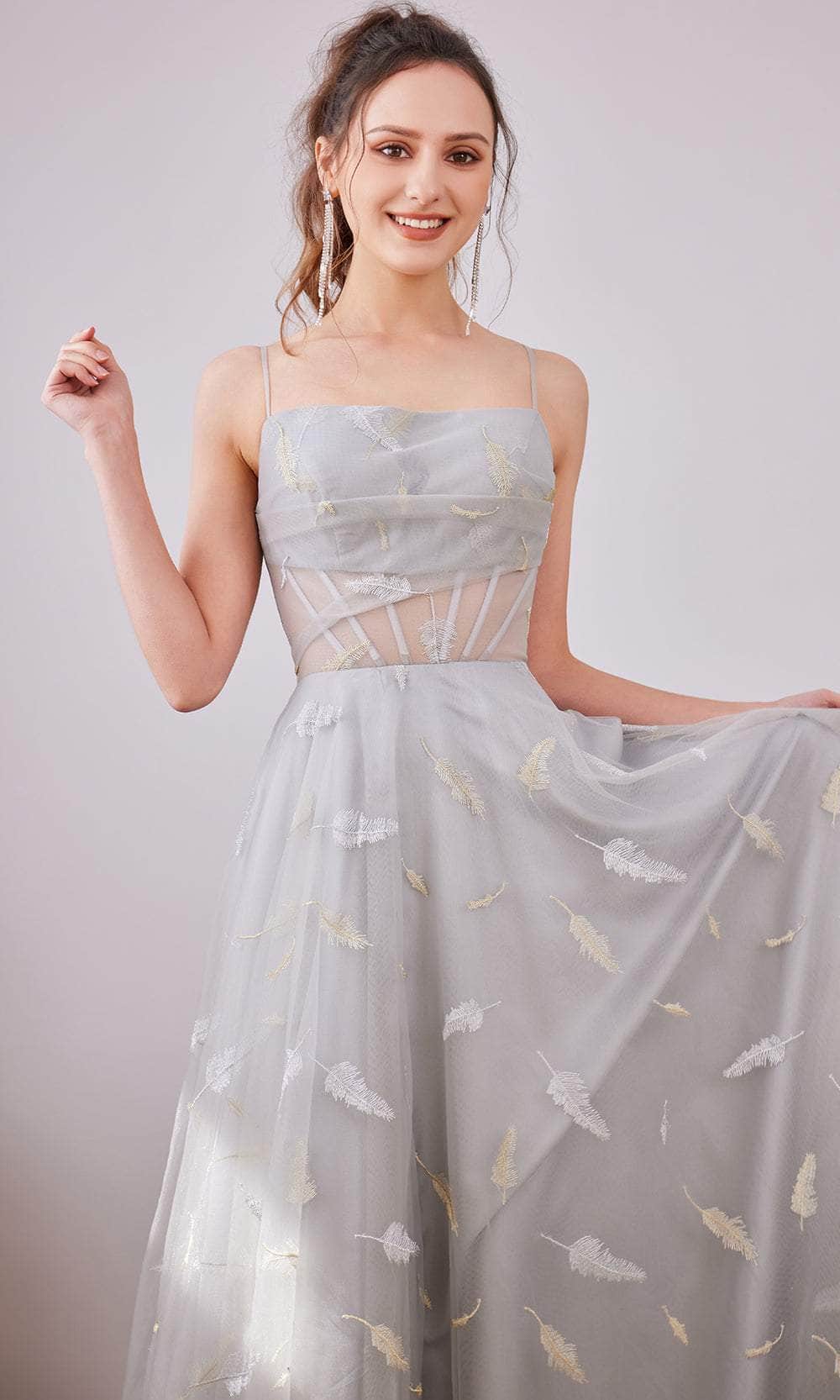 Straight Across A-Line Long Dress - View 4 | VelvetHem