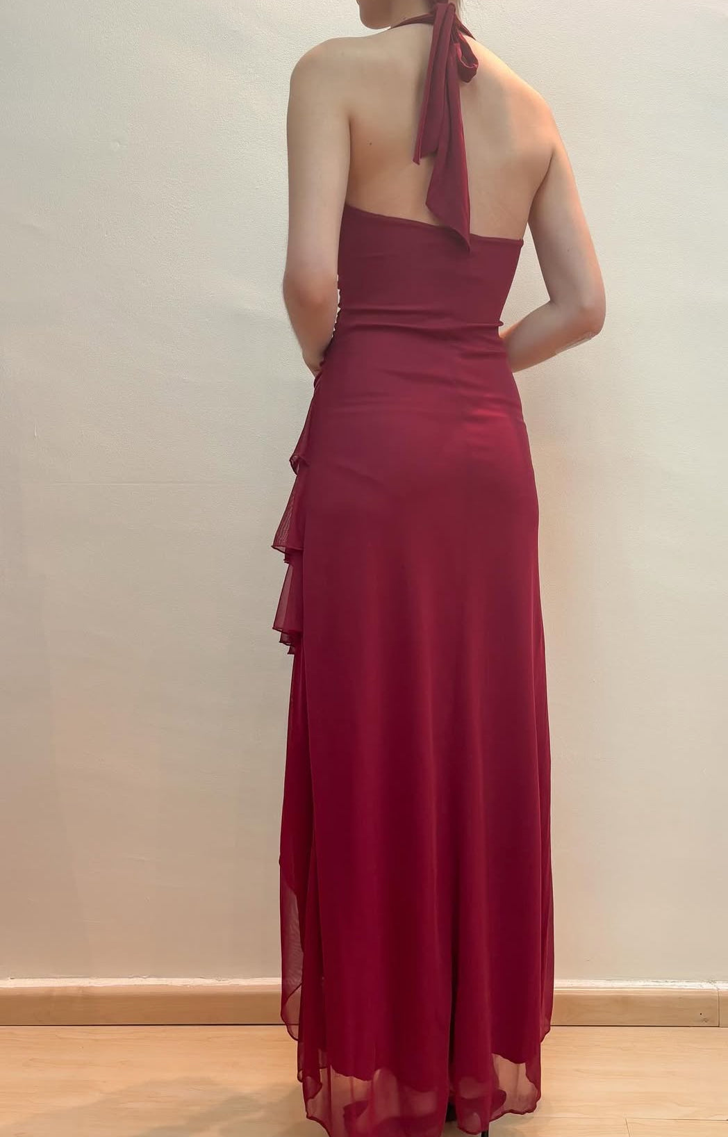 Halter Long Prom Dress Layered Formal Evening Party Gown J8547