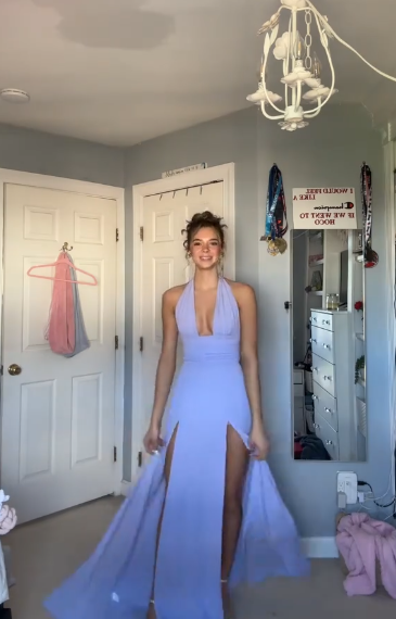 Deep V-Neck Sexy Long Prom Dress Slit Formal Evening Dress