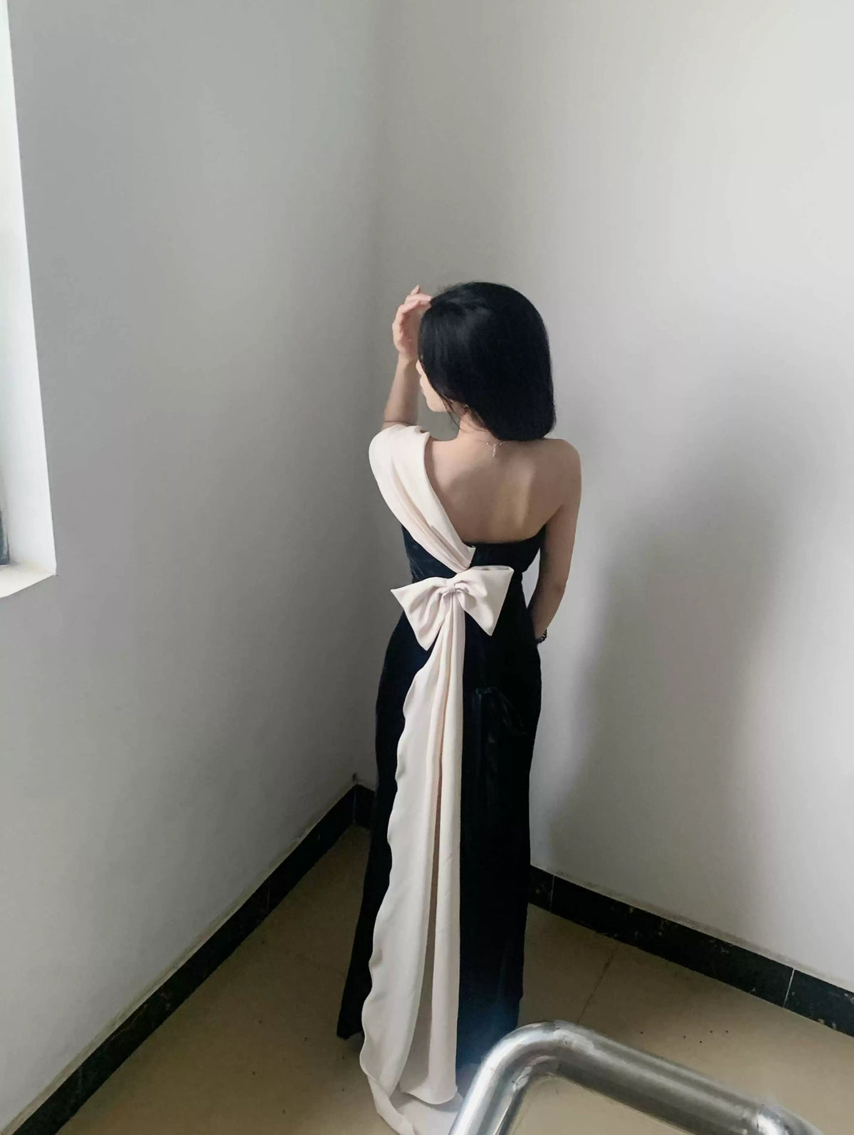 Elegant One Shoulder Long Prom Dress Ruffle Evening Party Dress J8683