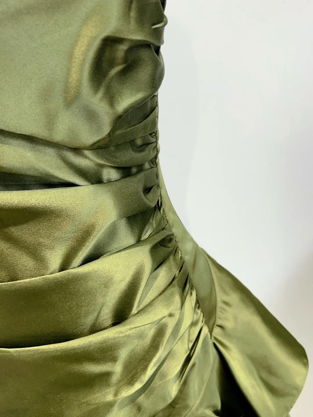 A-Line Green Long Prom Dress Ruffle Evening Gowns