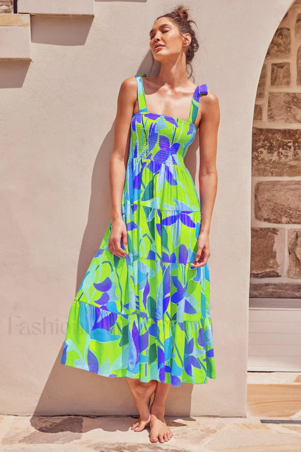 Jaclyn Smocked Stylish Maxi Dress S / 4#