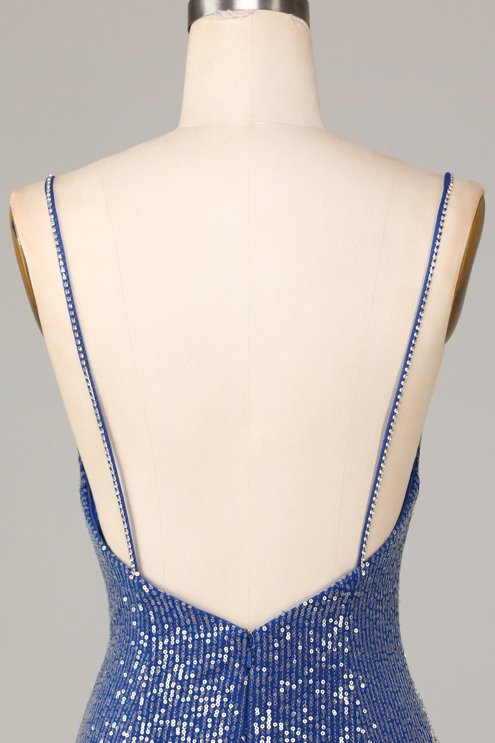 Dark Blue Bodycon Sparkly Embroidery Spaghetti Straps Homecoming Dress