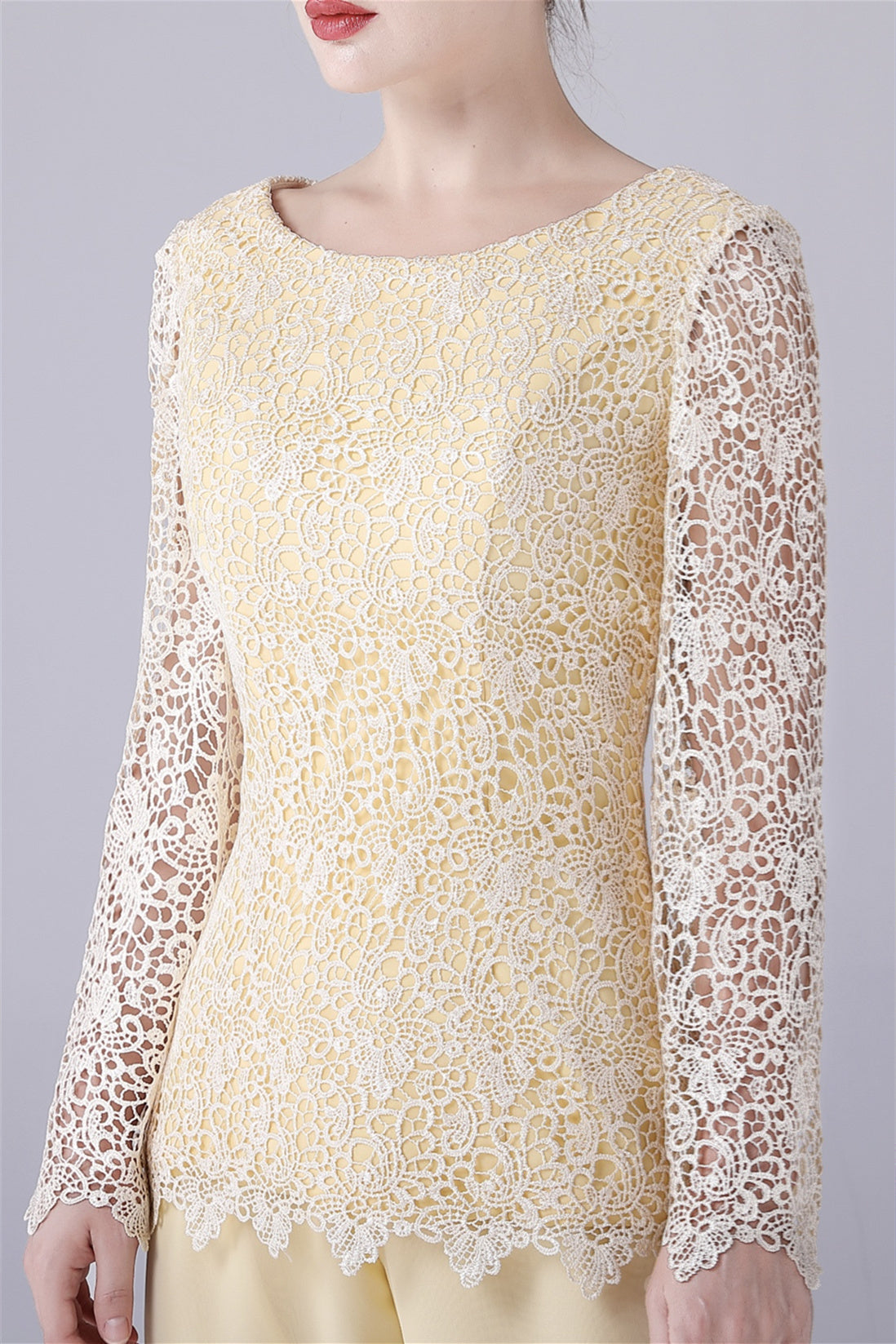 Jewel Lace Long sleeves Casual mother's suit