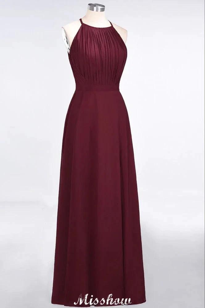 Jewel Sleeveless Floor-Length Bridesmaid Dress Ruffles Spaghetti aline Maid of Honor Dress (ZD12901)