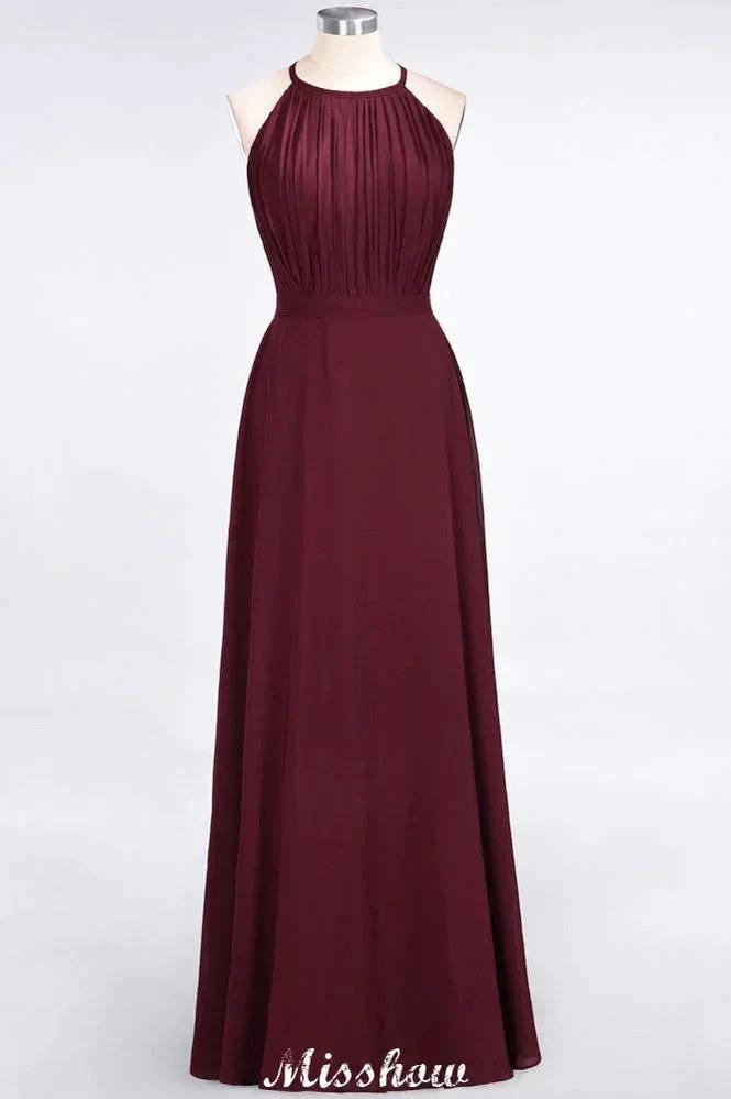 Jewel Sleeveless Floor-Length Bridesmaid Dress Ruffles Spaghetti aline Maid of Honor Dress by misshow.com