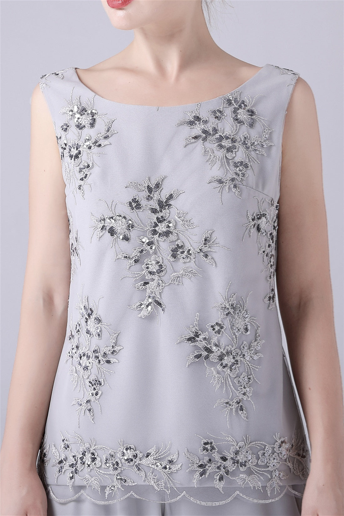 Jewel Strap Lace Sleeveless Casual mother's dress