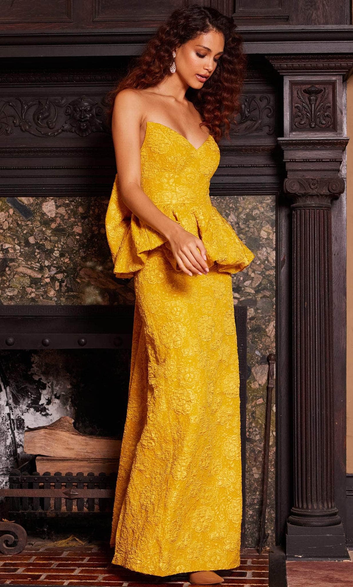 V-Neck Floral Evening Dress - View 3 | VelvetHem