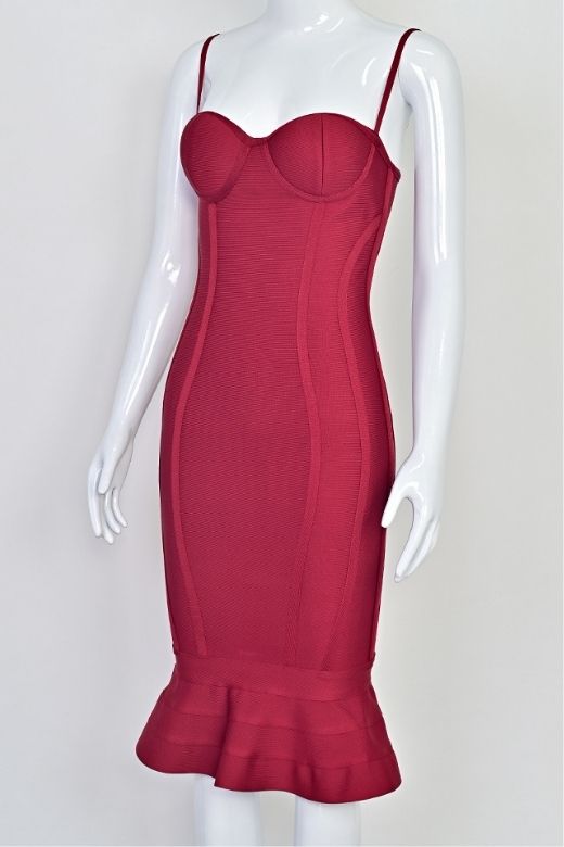 Joy Bandage Midi Dress - Red Wine