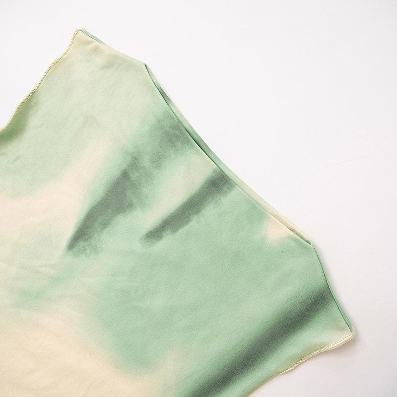 Tie dye sleeveless contrast crewneck midi dress