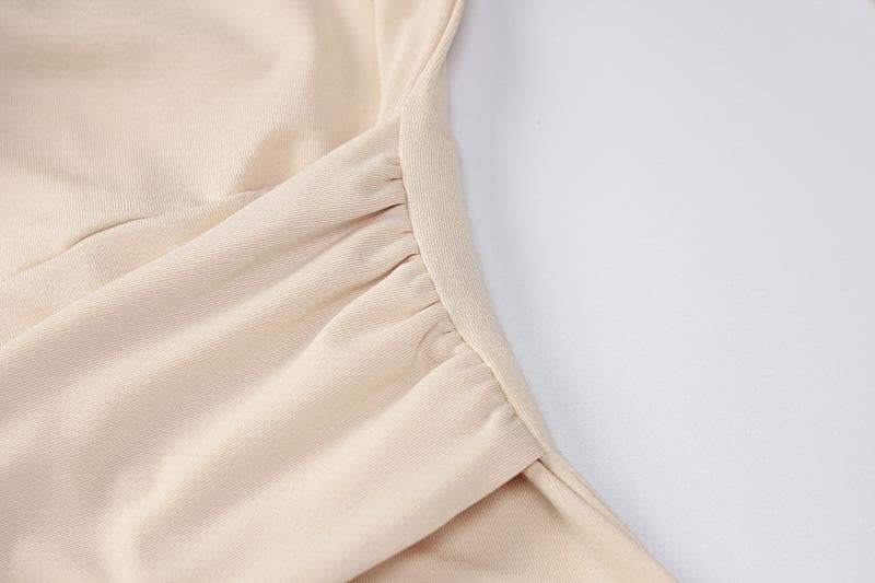 Long sleeve deep v neck turnover collar mini dress