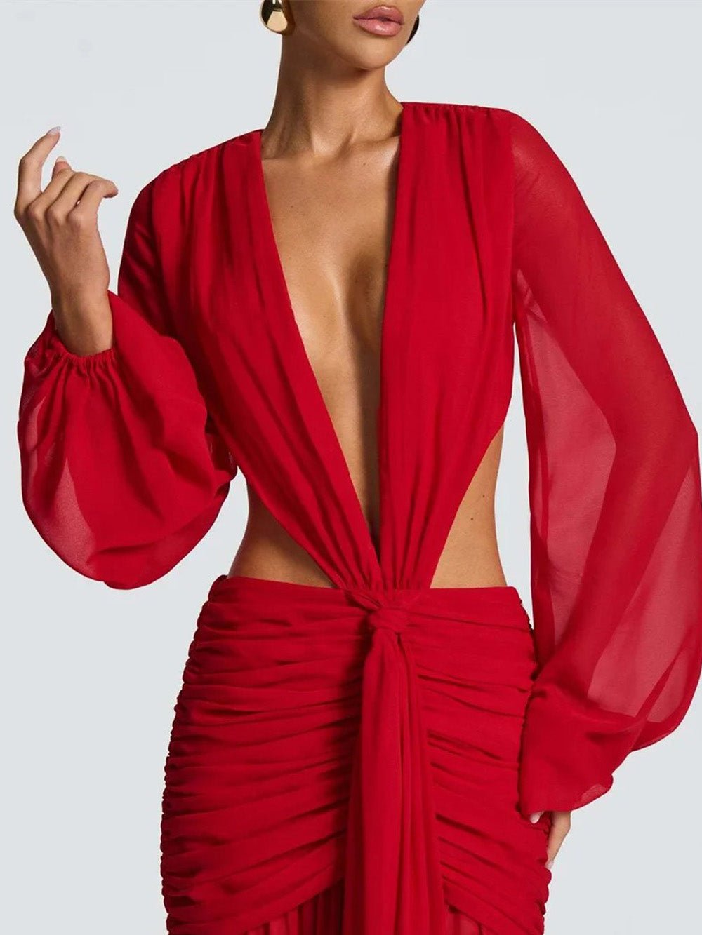 Juliana Deep-V Cutout Maxi Dress