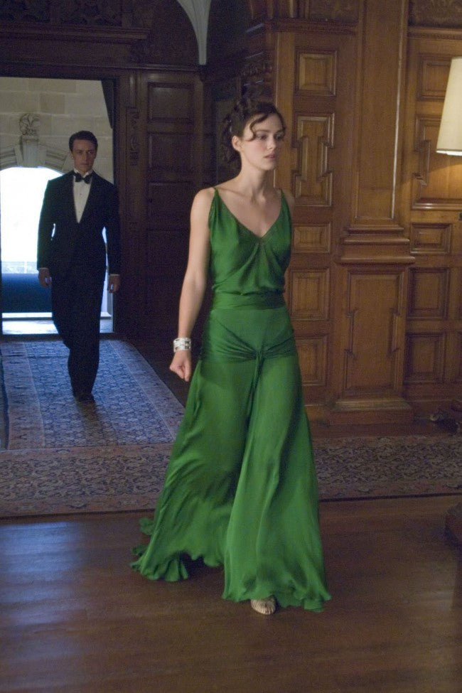 Atonement Green V-neck Dress Backless Prom Dress Inspired Celebrity - Fashionpara