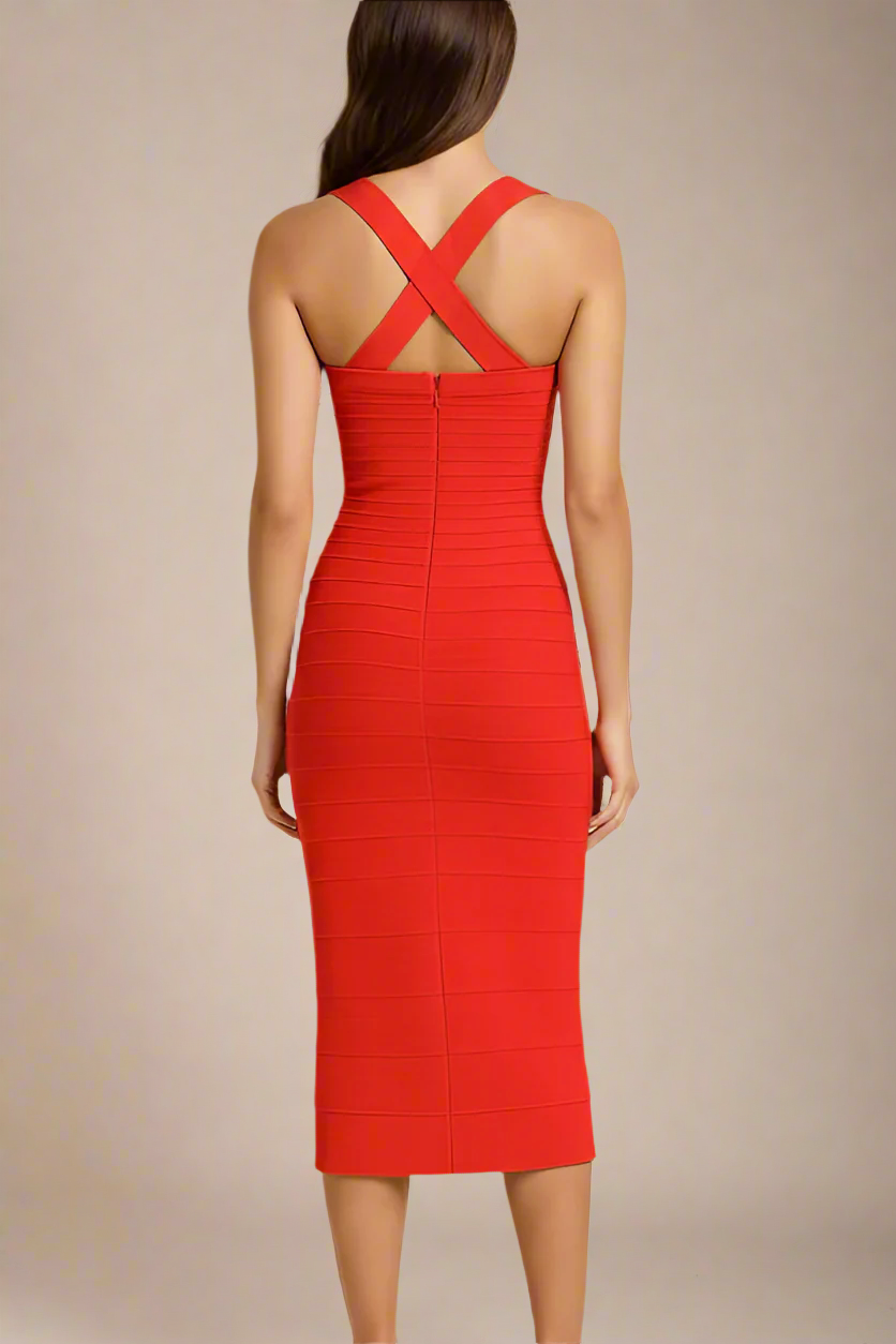 Kendall Bandage Midi Dress - Lipstick Red