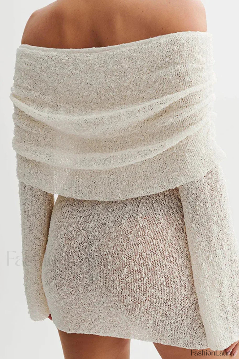 Knitted Hollow Off Dress with Modern Everyday Styling Boutique Fashion Style