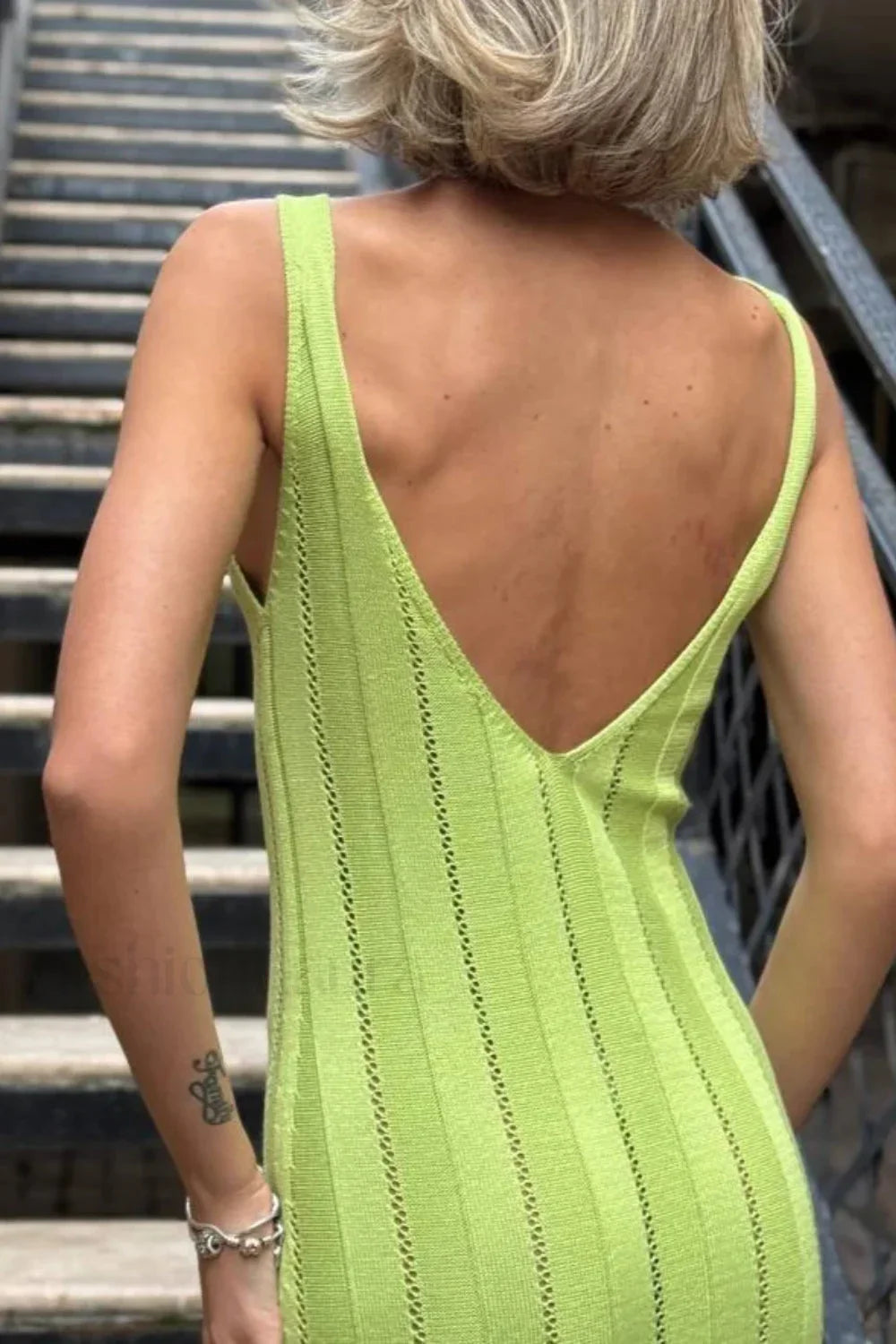 Knitted V Neck Dress with Relaxed Fit and Comfort Fit Design
