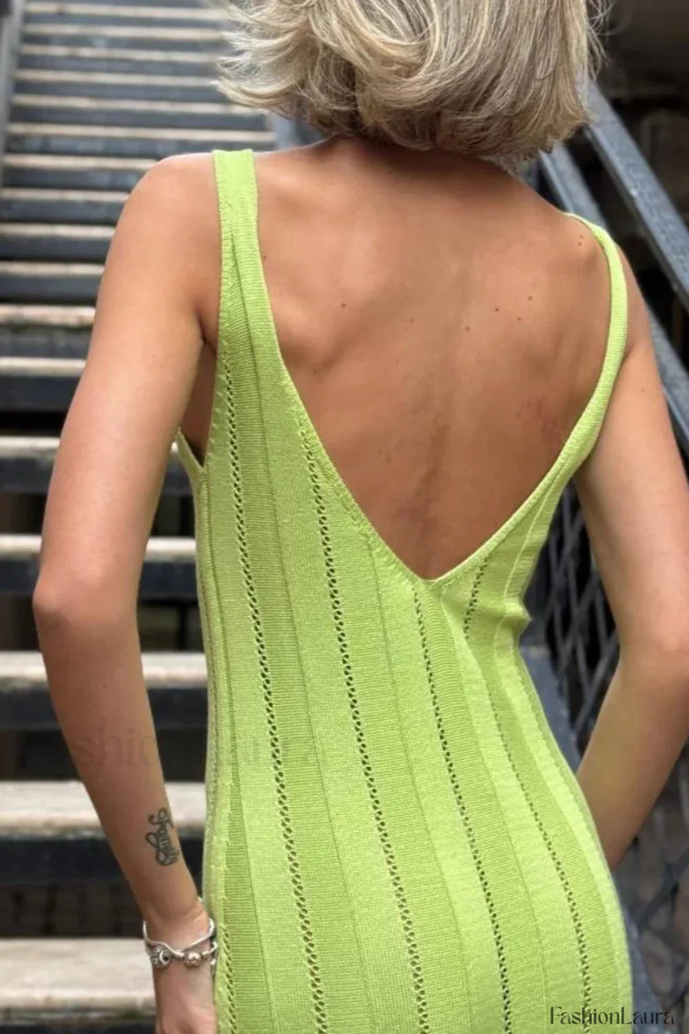 Knitted V Neck Dress with Relaxed Fit and Comfort Fit Design