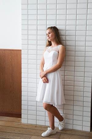 Sexy white homecoming dress with lace (ZD12592)