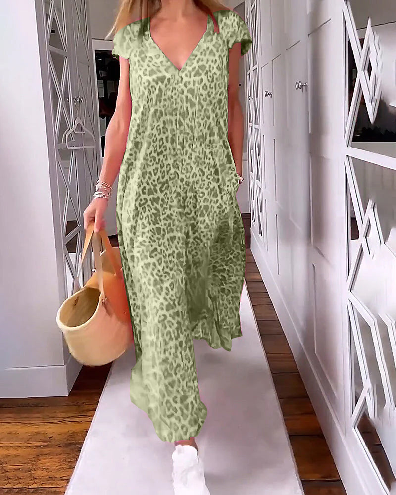 Madison Exclusive Dress with V Neck and Short Sleeves Everyday Luxe Edit