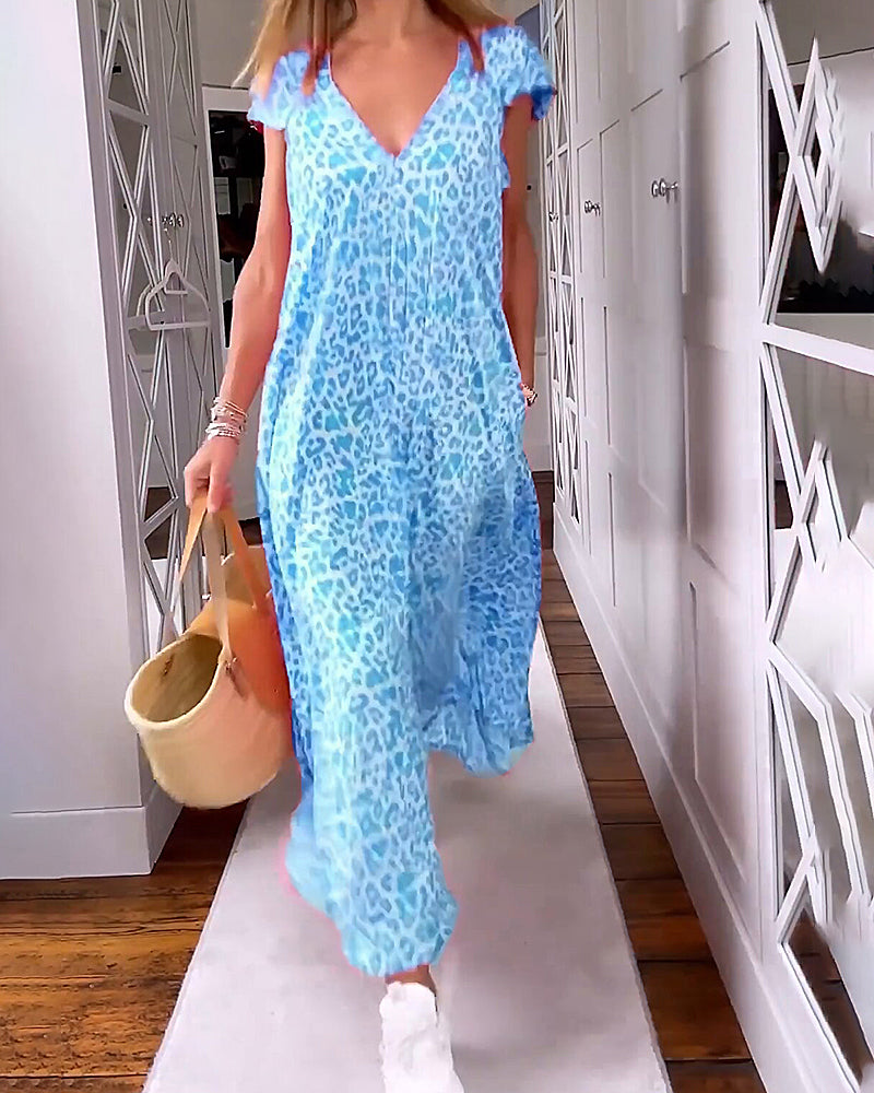 Madison Exclusive Dress with V Neck and Short Sleeves Everyday Luxe Edit