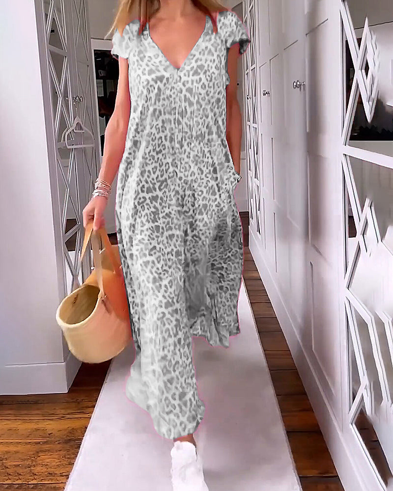 Madison Exclusive Dress with V Neck and Short Sleeves Everyday Luxe Edit